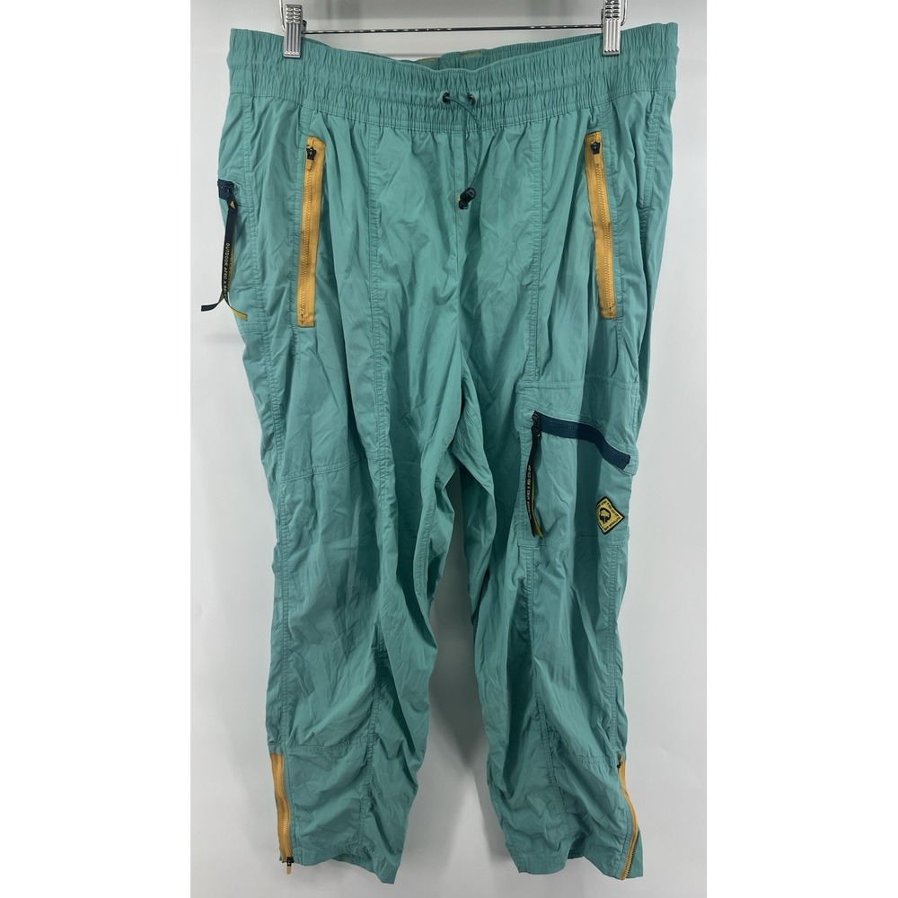 Outdoor Afro X REI Co-op Womens 18W Nylon Pants Cargo Aqua/Teal Yellow Gorpcore